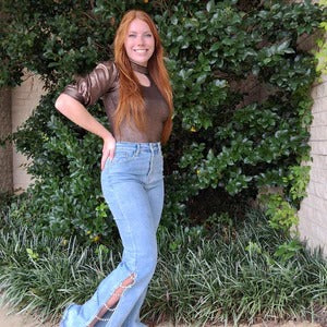 Light Wash Jeans with Crystal Chain Detail