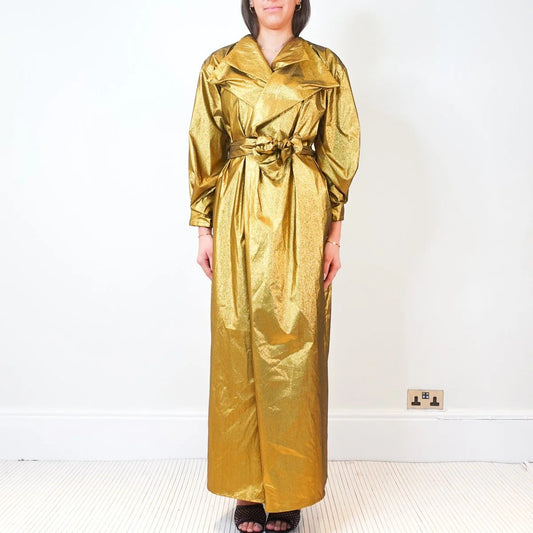 Gold pleated maxi dress
