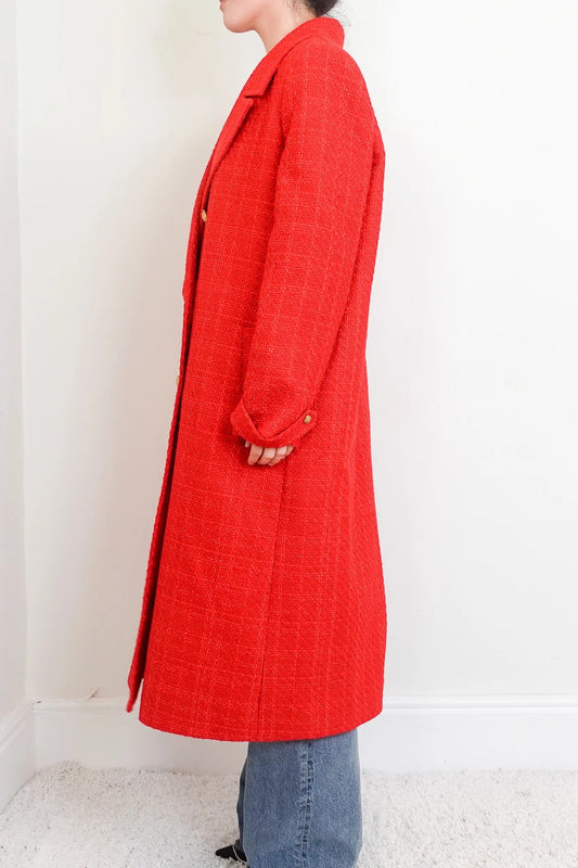 Red boucle coat