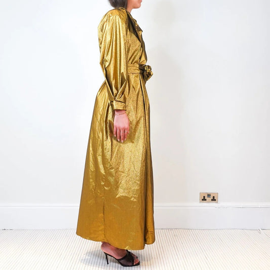Gold pleated maxi dress